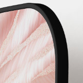 Stylish Girly Pink Rose Gold Zebra Glam Glitz Pickleball Schläger (Linke Seite)