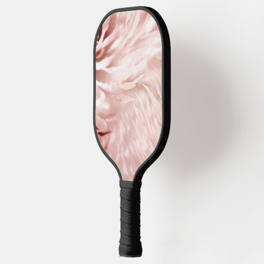 Stylish Girly Pink Rose Gold Zebra Glam Glitz Pickleball Schläger (Links)