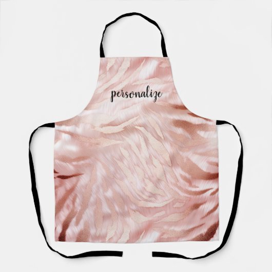 Stylish Girly Pink Rose Gold Zebra Glam Glitz Schürze (Vorderseite)