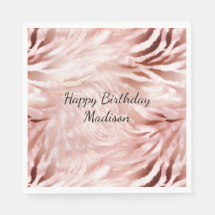 Stylish Girly Pink Rose Gold Zebra Glam Glitz Serviette