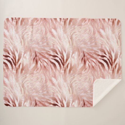 Stylish Girly Pink Rose Gold Zebra Glam Glitz Sherpadecke (Vorderseite (Horizontal))