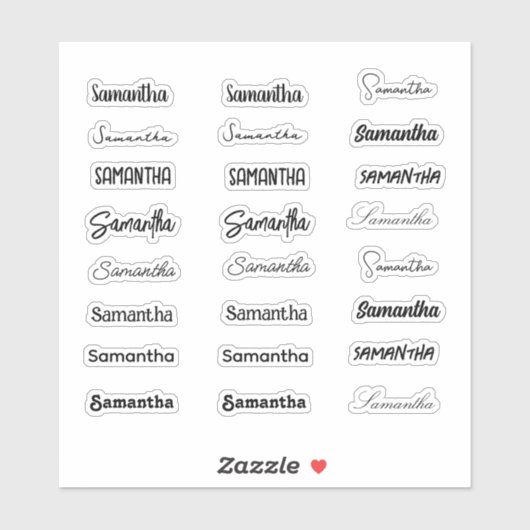 Stylish Girly Trendy First Name Set mit 24 Schrift Aufkleber (Blatt)