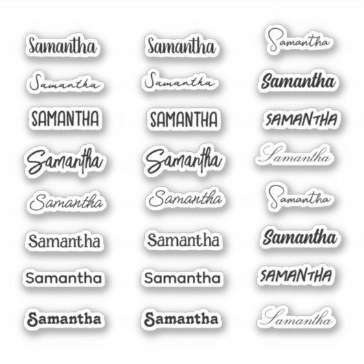 Stylish Girly Trendy First Name Set mit 24 Schrift Aufkleber (Vorderseite)
