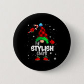 Stylish Gnome Red Buffalo Plaid Matching Family Ch Button (Vorderseite)