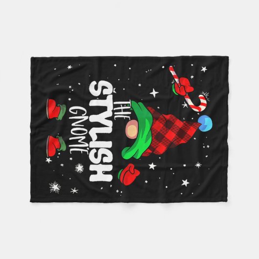 Stylish Gnome Red Buffalo Plaid Matching Family Ch Fleecedecke (Vorderseite (Horizontal))