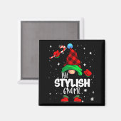 Stylish Gnome Red Buffalo Plaid Matching Family Ch Magnet (Vorderseite/Rückseite)