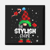 Stylish Gnome Red Buffalo Plaid Matching Family Ch Magnet (Vorne)