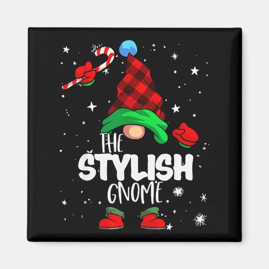 Stylish Gnome Red Buffalo Plaid Matching Family Ch Magnet (Vorne)