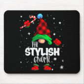 Stylish Gnome Red Buffalo Plaid Matching Family Ch Mousepad (Vorne)
