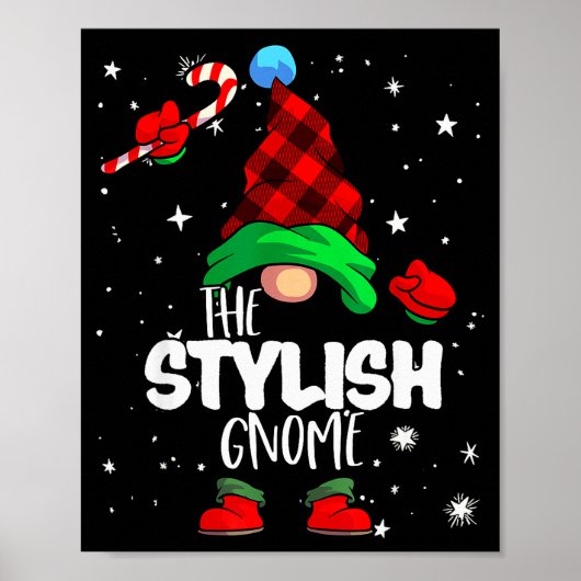 Stylish Gnome Red Buffalo Plaid Matching Family Ch Poster (Vorne)