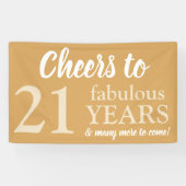 Stylish Gold and White 21st Birthday Banner (Horizontal)