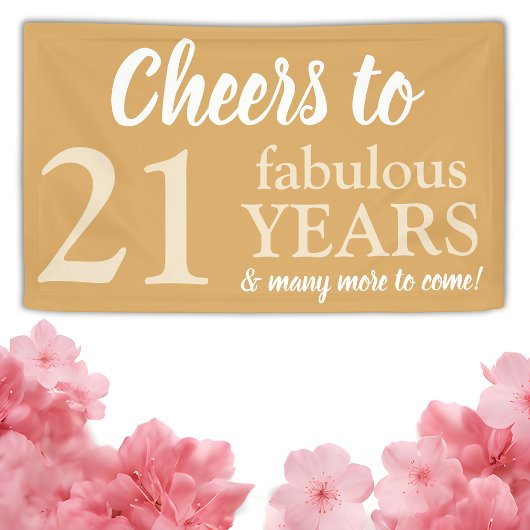Stylish Gold and White 21st Birthday Banner