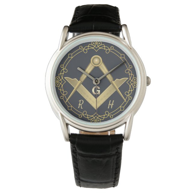 Stylish Gold Border Masonic eWatch Armbanduhr (Vorderseite)