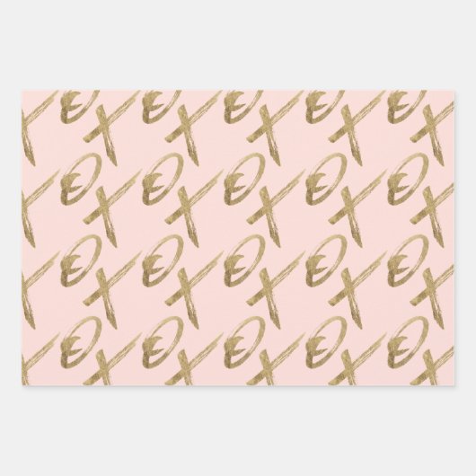 Stylish Gold Brush X O X Valentine Day Pattern Geschenkpapier Set (Vorderseite 2)