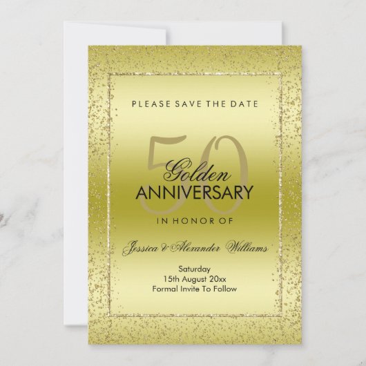 Stylish Gold Confetti 50. Hochzeit Save The Date (Vorderseite)