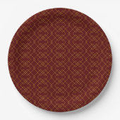 Stylish Gold Geometric Box Design Maroon Round Pappteller (Vorderseite)