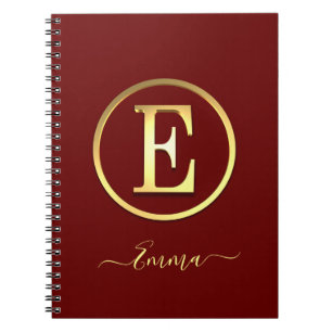 Stylish Gold Initial E Notebook Notizblock