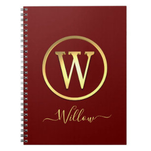 Stylish Gold Initial W Notebook Notizblock