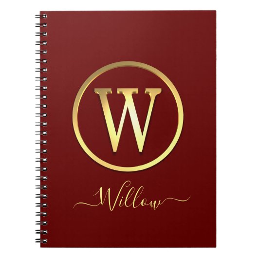 Stylish Gold Initial W Notebook Notizblock (Vorderseite)