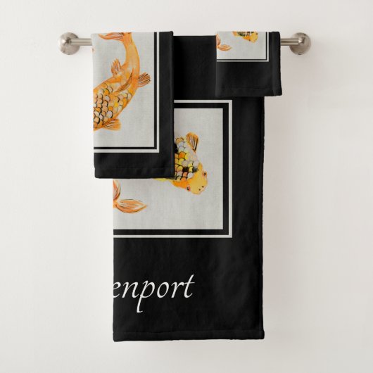 Stylish Gold Koi Fish Badhandtuch Set (Insitu)