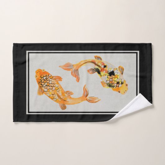 Stylish Gold Koi Fish Badhandtuch Set (Handtuch)