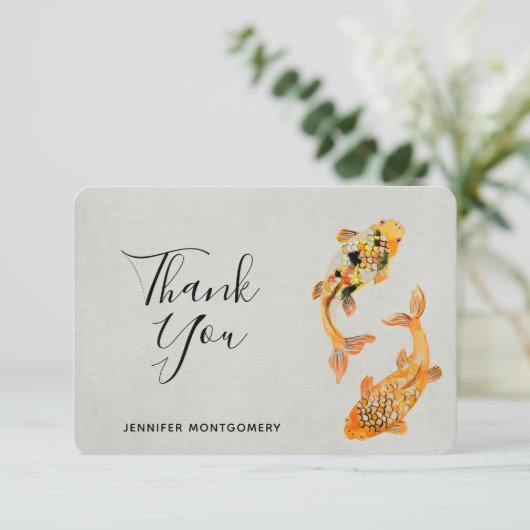 Stylish Gold Koi Fish Dankeskarte (Stehend Vorderseite)
