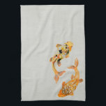Stylish Gold Koi Fish Geschirrtuch<br><div class="desc">Ein Küchentuch mit einer Illustration eines Goldes koi Fisch schwimmen zusammen.</div>