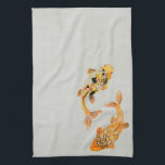 Stylish Gold Koi Fish Geschirrtuch<br><div class="desc">Ein Küchentuch mit einer Illustration eines Goldes koi Fisch schwimmen zusammen.</div>