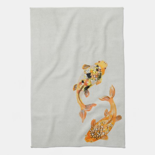 Stylish Gold Koi Fish Geschirrtuch (Vertikal)