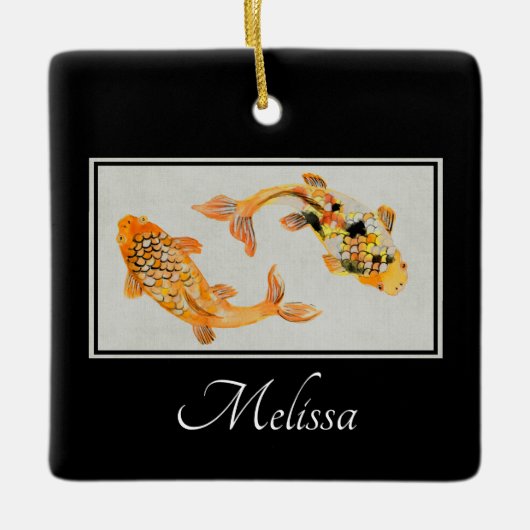 Stylish Gold Koi Fish Keramikornament (Vorderseite)