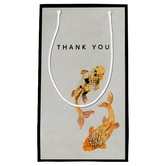 Stylish Gold Koi Fish Vielen Dank Kleine Geschenktüte (Vorderseite)