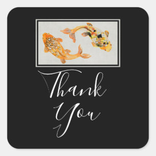 Stylish Gold Koi Fish Vielen Dank Quadratischer Aufkleber