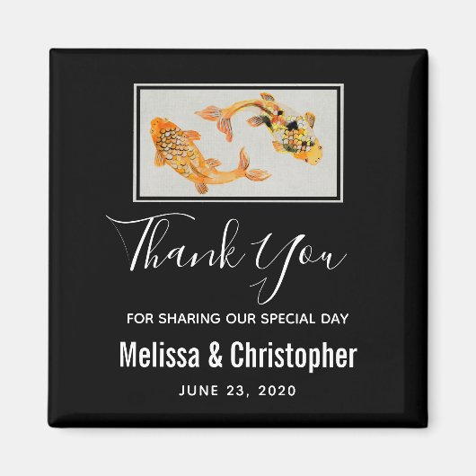 Stylish Gold Koi Fish Wedding Vielen Dank Magnet (Vorne)
