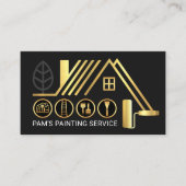 Stylish Gold Rooftop Building Paint Brush Visitenkarte (Vorderseite)