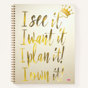 Stylish Gold Schrift Elfenbein Motivational Notizblock