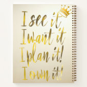 Stylish Gold Script Ivory Motivational Notizblock (Rückseite)