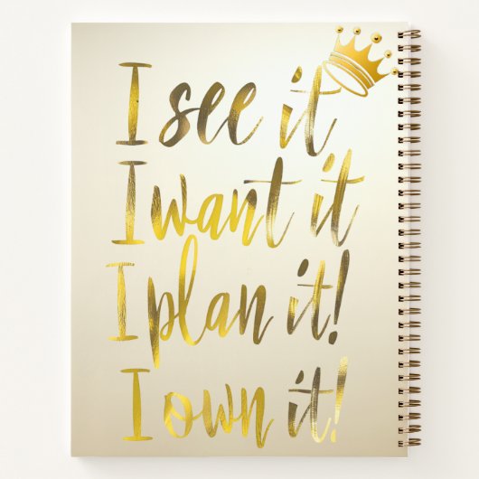 Stylish Gold Script Ivory Motivational Notizblock (Rückseite)