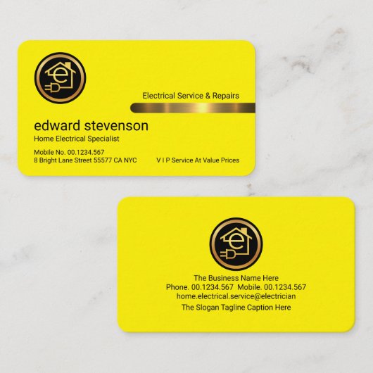 Stylish Gold Tab On Stunning Yellow Layer Visitenkarte (Vorne/Hinten)