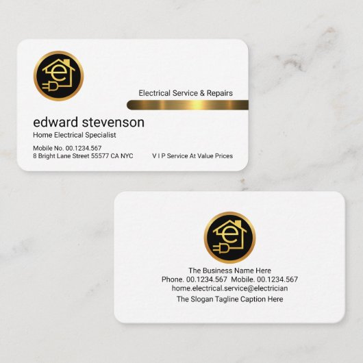 Stylish Gold Tab On White Layer Visitenkarte (Vorne/Hinten)