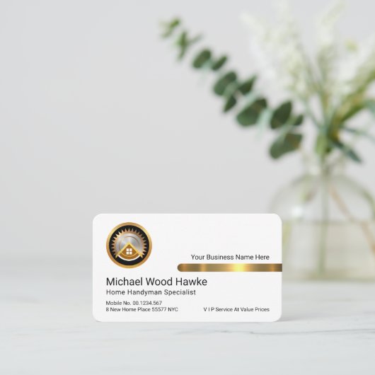 Stylish Gold Tab On White Layer Visitenkarte (Stehend Vorderseite)