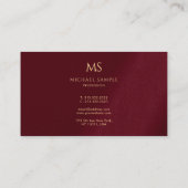 Stylish Gold Text Monogram Luxury Premium Thick Visitenkarte (Rückseite)