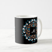 Stylish Gold Torquoise Mandala Monogram Kaffeetasse (VorderseiteRechts)