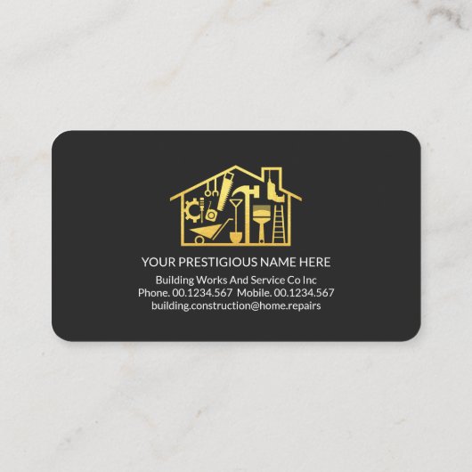 Stylish Gold Zuhause Repair Contractor Visitenkarte (Rückseite)