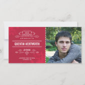 STYLISH GRAD FOTOKARTE Moderne Graduiertenkarte ro Ankündigung (Vorderseite)