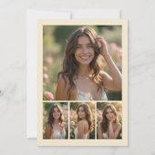 Stylish Graduation Cap 4-Photo Collage Floral Einladung (Rückseite)