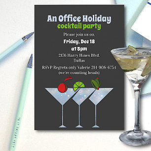Stylish Gray Cocktails Christmas Party Invitation Einladung