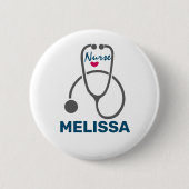 Stylish Gray Nursing Stethoscope Illustration Button (Vorderseite)