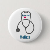 Stylish Gray Nursing Stethoscope Illustration Button (Vorderseite)