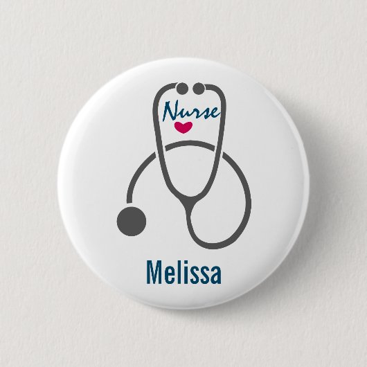 Stylish Gray Nursing Stethoscope Illustration Button (Vorderseite)