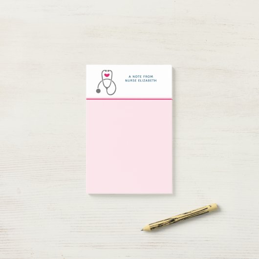 Stylish Gray Nursing Stethoscope Illustration Post-it Klebezettel (Auf Schreibtisch)